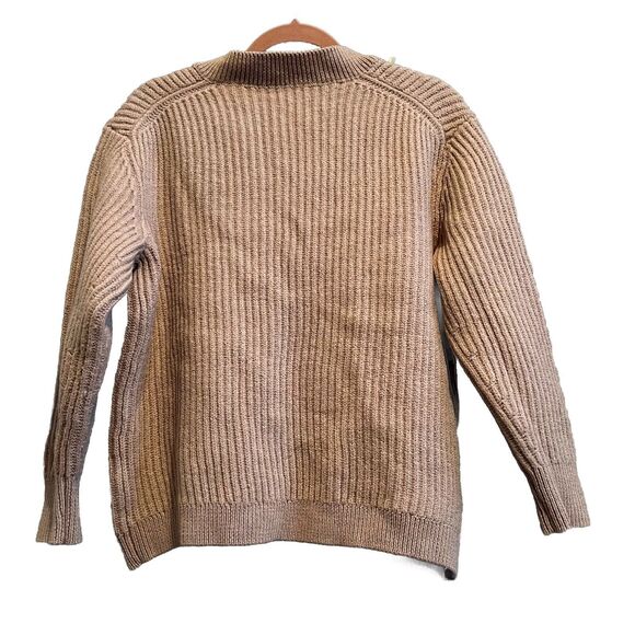 Aritzia Babaton Chunky Knit Merino Wool Sweater Ribbed Neutral Cozy Size Medium - Picture 5 of 6